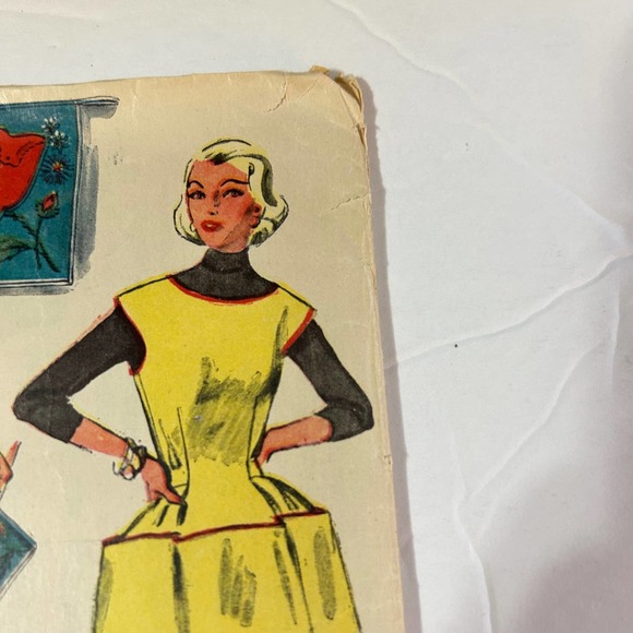 Simplicity Vintage 1950's Pattern #4492 Cobblers Apron Half Apron Pot Holder - Picture 3 of 6